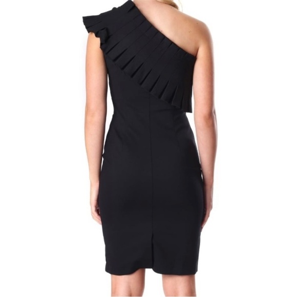 TED BAKER London‎ LAYLAHI Over the Shoulder Ruffle Dress Black Mini SZ 0 2 Party - Picture 3 of 8